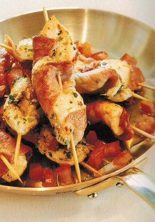 Prosciutto wrapped Chicken Tenderloin Skewers