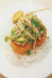 Smoked Chicken And Cucumber Salad On Rice Noodles