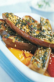Spicy Grilled Aubergines With Creamy Tahini Dressing
