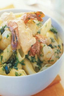 Pasta With Cheats Rouille And Garlic Prawns