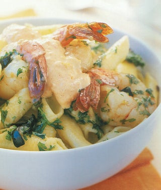 Pasta With Cheats Rouille And Garlic Prawns