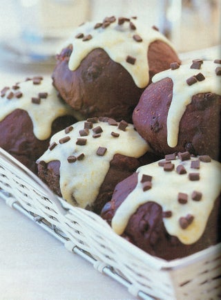 Chocolate Craisin Hot Cross Buns